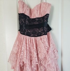 Lace dress coral and black